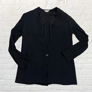 Helmet Lang mixed media black collarless blazer